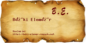 Béki Elemér névjegykártya