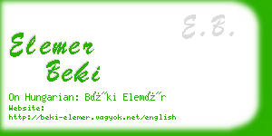 elemer beki business card